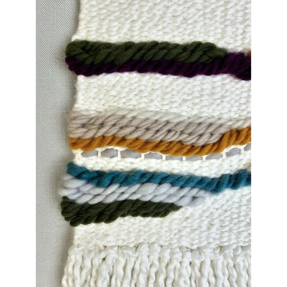 Handmade Fiber Art Wall Hanging Cream Gold 19